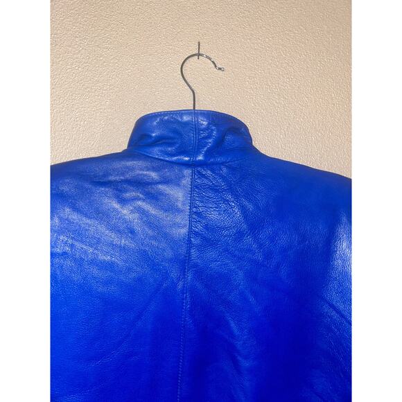 Dero by Rocco Amelio Y2K Biker Rocker Vintage Blue Leather  Jacket - Picture 8 of 9